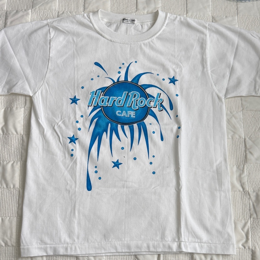 Hard Rock Cafe Kids T-Shirt in White with Blue Graphic